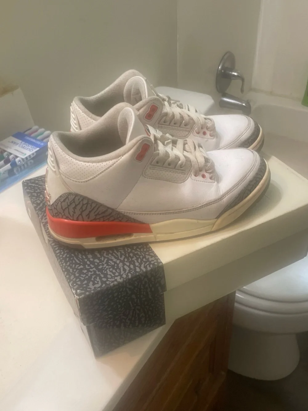 Nike White and Red-Accent Low Top Sneakers